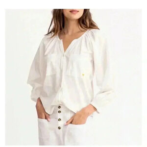 Kerri Rosenthal - Elise Blouse in White XS yellow embroidered heart